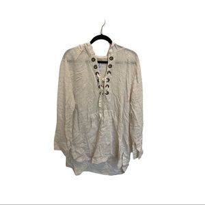 L*Space cream beach coverup with subtle stripe details. oversized fit size large